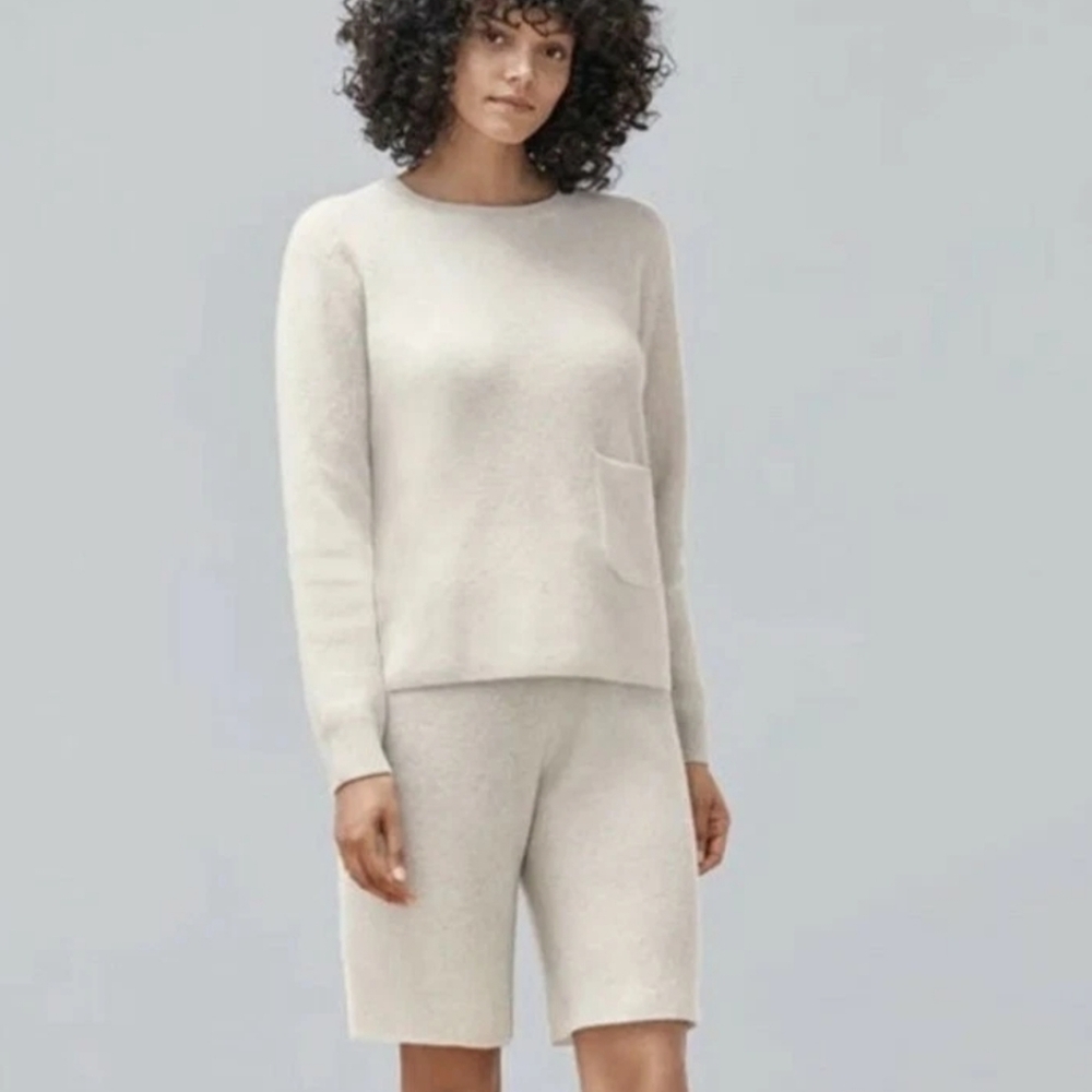 Johnny Was Calme Ribbed High Rise Cashmere Bermuda Shorts In Fog Sz XS